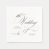 Formal Elegante Calligrafy Black Krawatte Hochzeit Serviette (Vorderseite)