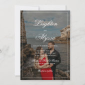 Formal Elegante Calligrafy Foto Overlay Wedding Einladung (Vorderseite)