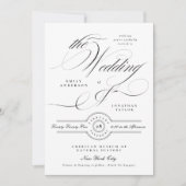 Formal Elegante Calligrafy Wedding | Details Einladung (Vorderseite)