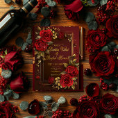 Formal Elegante Dark Burgundy & Gold Rose Hochzeit Einladung
