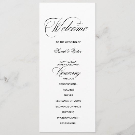 Formal Elegante doppelseitige Programmkarte Programm (Vorderseite)