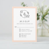 Formal Elegante einfache, moderne Blush Pink Hochz RSVP Karte (Stehend Vorderseite)