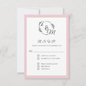 Formal Elegante einfache moderne, rosa Hochzeit RSVP Karte (Vorderseite)
