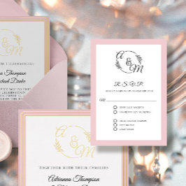 Formal Elegante einfache moderne, rosa Hochzeit RSVP Karte