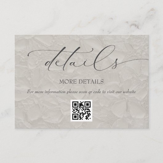 Formal Elegante Hochzeitdetails Begleitkarte (Vorderseite)