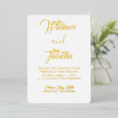 Formal Elegante Hochzeitsreise Folieneinladung (Stehend vorne)