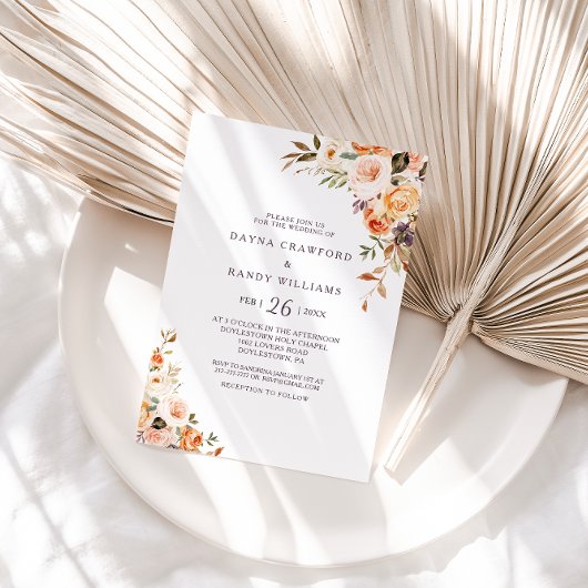 Formal Elegante Illustrierte Blumenhochzeit Einladung