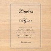 Formal elegante Kalligrafie Clear Overlay Hochzeit Acryleinladungen (Vorderseite)