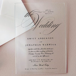 Formal Elegante Kalligrafie Tuxedo Die Hochzeit Acryleinladungen