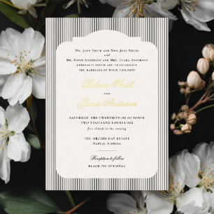 Formal Elegante klassische Schwarze Streifen Hochz Folieneinladung