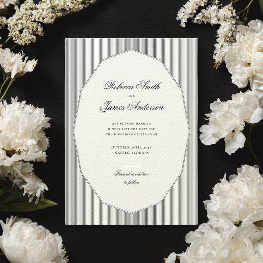 Formal Elegante klassische Schwarze Streifen Hochz Save The Date