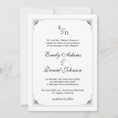 Formal elegante Schwarz-Weiß-Hochzeit-Einladung Einladung (Vorderseite)