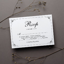 Formal elegante Schwarz-Weiß-Hochzeit-RSVP-Karte