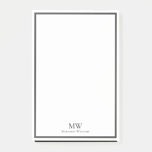 Formal Elegante Schwarz-weiße Grenzadresse Post-it Klebezettel (Vorderseite)