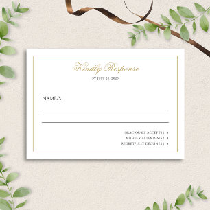 Formal elegante Script Black and Gold Hochzeit RSVP Karte