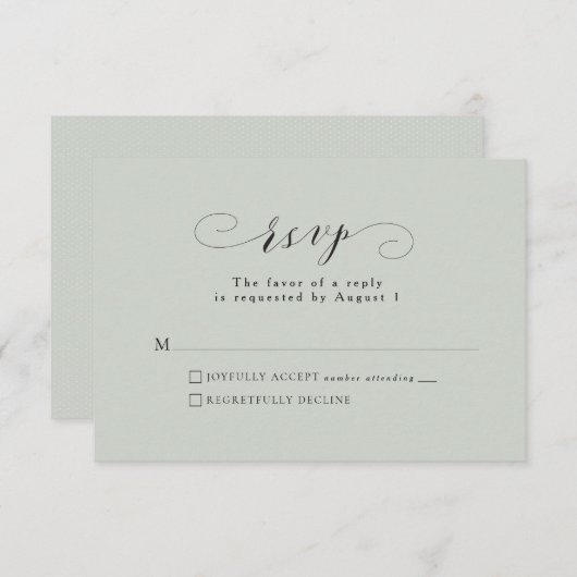 Formal elegante Weise grün Hochzeit RSVP Karte (Vorne/Hinten)