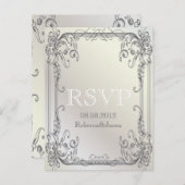 Formal elegante Wirbel Weiße Jahrgänge Hochzeit UA Einladungspostkarte (Vorne/Hinten)