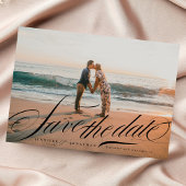 Formal Elegantes Black Calligraphy QR-Foto Save The Date