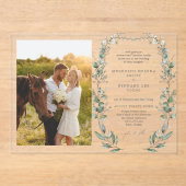 Formal elegantes botanisches Hochzeitssemble-Foto  Acryleinladungen (Vorderseite)