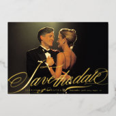 Formal Elegantes Gold Calligraphy QR Code Foto Folieneinladung (Vorderseite)