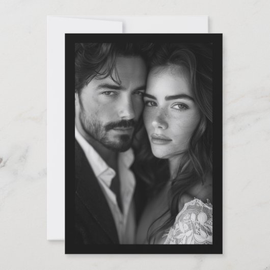 Formal Elegantes klassisches Black Stripes Foto Ho Save The Date (Rückseite)