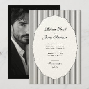 Formal Elegantes klassisches Black Stripes Foto Ho Save The Date