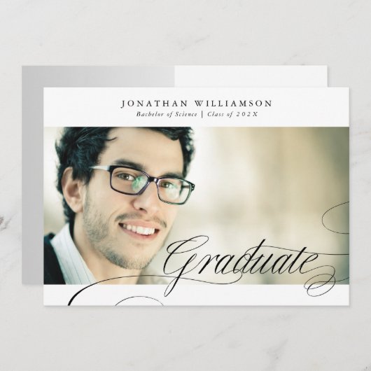 Formal elegantes, klassisches Script Graduate 2 Fo Ankündigung (Vorne/Hinten)