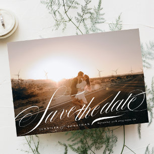 Formal Elegantes White Calligraphy QR-Foto Save The Date