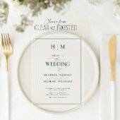 Formal Emerald Green Monogram Calligrafy Wedding Acryleinladungen