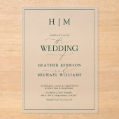 Formal Emerald Green Monogram Calligrafy Wedding Acryleinladungen (Vorderseite)