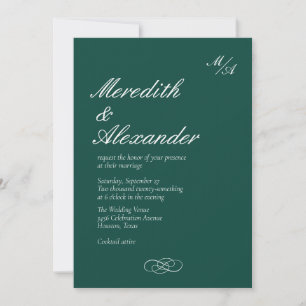 Formal Emerald Green Wedding Einladung