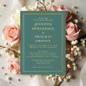 Formal Emerald Green Wedding Gold Folieneinladung