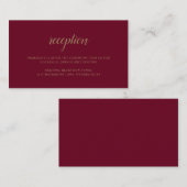 Formal Empfang Gold Burgundy Wedding Begleitkarte (Vorne/Hinten)