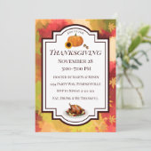 Formal Erntedank Herbst Blätter Truthahn Einladung (Stehend Vorderseite)