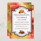 Formal Erntedank Herbst Blätter Truthahn Einladung (Vorne/Hinten)