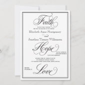 Formal Faith Hope Liebe Skript Hochzeit Einladung (Vorderseite)