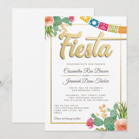 Formal Fiesta Wedding Einladung (Vorne/Hinten)