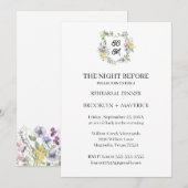 Formal Floral Monogram Crest Wedding Einladung (Vorne/Hinten)