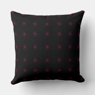 Formal Floral Square Conundrum Black Magenta Kissen