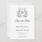 Formal floral Wappen Monogram Elegant Wedding Save The Date (Vorderseite)