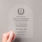 Formal floral Wappen Monogram Wedding Elegant Acryleinladungen (Insitu (Handheld))
