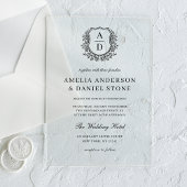 Formal floral Wappen Monogram Wedding Elegant Acryleinladungen