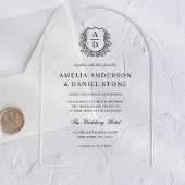 Formal floral Wappen Monogram Wedding Elegant Acryleinladungen