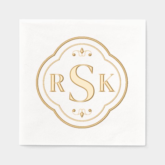 Formal Frame Monogram Initials Servietten Mit Folie (Vorderseite)