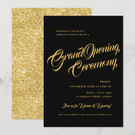 Formal Gold Black Glitzer Corporate Grand Opening Einladung