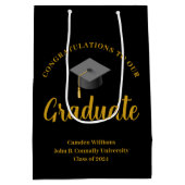 Formal Gold Black Graduation Party Personalisiert Mittlere Geschenktüte (Rückseite)