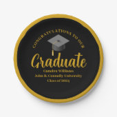 Formal Gold Black Graduation Party Personalisiert Pappteller (Vorderseite)