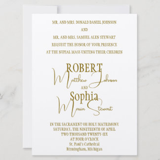 Formal Gold Black Tie Wedding Invitation Einladung