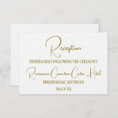 Formal Gold Black Tie Wedding Reception Einladung (Vorne/Hinten)