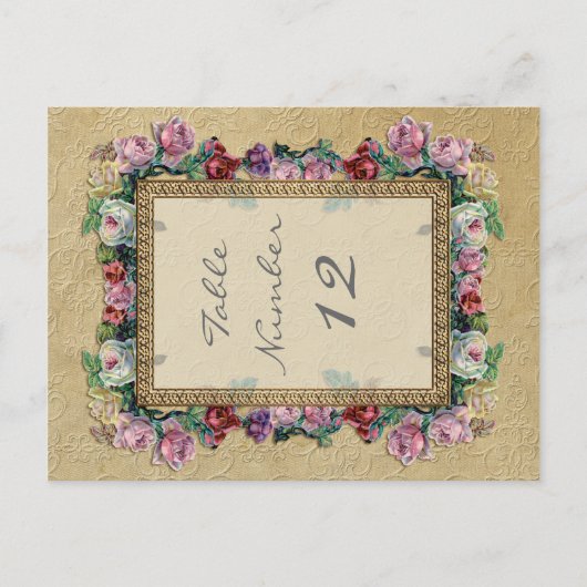 Formal Gold Brocade Floral Elegante Tischnummern (Vorderseite)